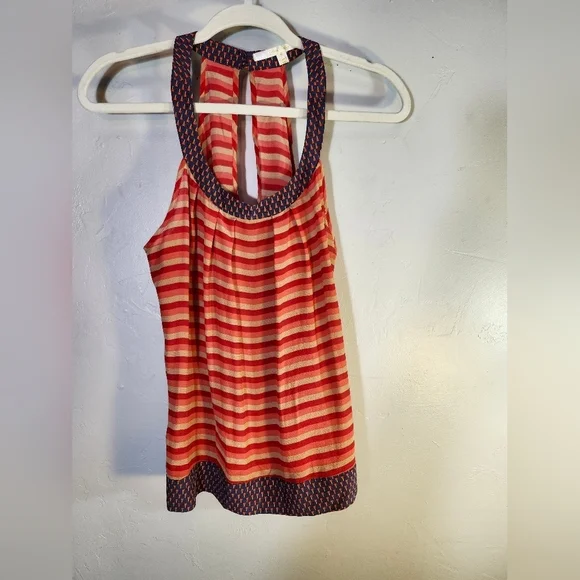 Jenny han Anthropologie Striped Halter Neck 100% Silk Top Sz S - Picture 7 of 7